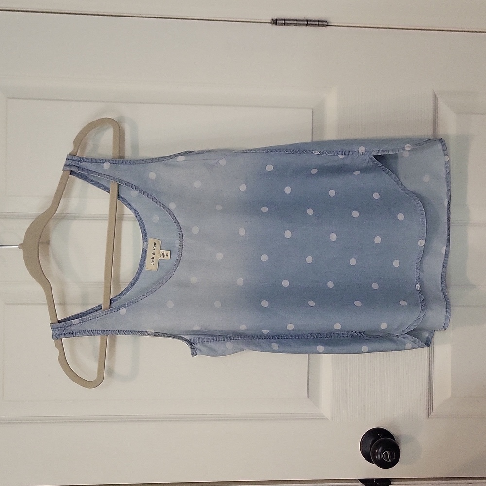 Anthropologie Cloth & Stone Chambray Polka Dot Ombre Tank Top XS